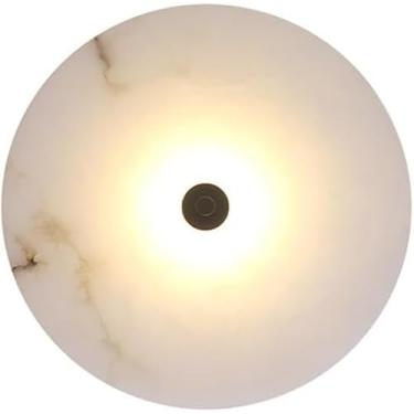 Imagem de Luminária De Parede De Mármore Arandela De Parede Redonda Minimalista Led Lâmpada De Parede Art Deco Arandelas Luminária De Parede Sala De Estar Quarto Lâmpadas De Par, Black, dia-25cm