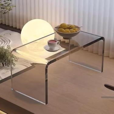 Imagem de Mesa De Centro Em Forma De C Mesa Lateral De Acrílico Transparente 12mm De Espessura Mesa Lateral De Acrílico Moderno Para Quarto Sala De Estar E Pátio, Gr?, 55x30x30cm