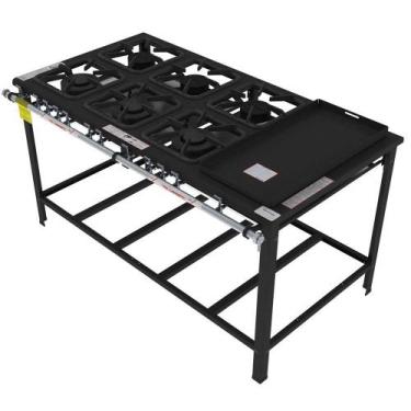 Imagem de Fogão Industrial Gastromaq 6 Bocas Mistas com Chapa Encosto FG306EMCH