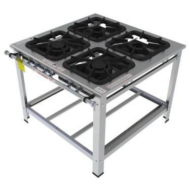 Imagem de Fogão Industrial Inox Gastromaq 4 Bocas Mistas Encosto FGI404EM