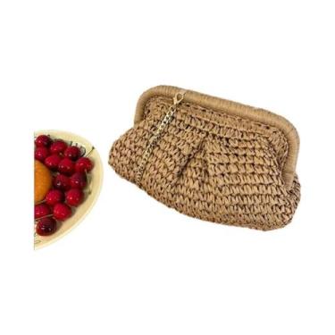 Imagem de Bolsa Crossbody de Palha Feminina - Bolsa de Ombro para Verão e Praia,