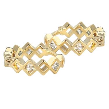 Imagem de AnLiikMeFe Brincos de argola banhados a ouro 14K com zircônia cúbica, pequenos brincos redondos de cristal para mulheres, 0,4 polegadas, pacote com 2, Small, Latão, Zircônia cúbica