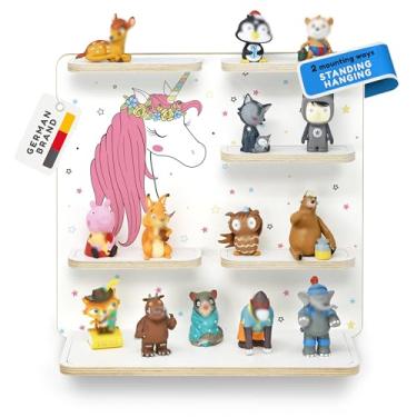 Imagem de stadtecken Prateleira de madeira para Toniebox – comporta até 40 tonies – Organizador de armazenamento de parede para quarto infantil – expansível e compatível com bonecos Toniebox (unicórnio