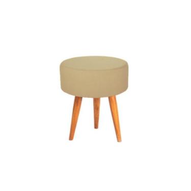 Imagem de Banqueta Puff decorativo redondo pé palito tripé bege - Roggi HD