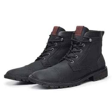 Imagem de Bota Tratorada Coturno Masculina Couro Confortavel Solado Borracha Cadarço Cano Curto Tamanho:40;Cor:Preto;Gênero:Masculino;Departamento BS:Esporte