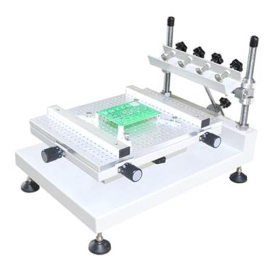 Imagem de Impressora de pasta de solda, impressora de estêncil manual, placa inferior em formato de favo de mel, pino ejetor móvel, parafuso espiral ajustável para embalagens