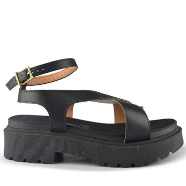Imagem de Sandália Flatform Vizzano Feminina Tratorada 6499.122, 37, Preto