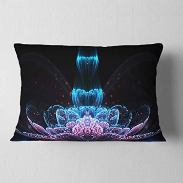 Imagem de Designart Flor Fractal Azul Roxo Arte Digital Sala de Estar Lombar, Sofá, Travesseiro + Capa de Almofada Impressa em ambos os lados 30 x 50 cm