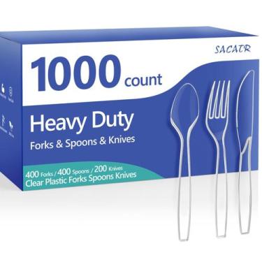 Imagem de Conjunto de talheres de plástico SACATR 1000 unidades - 400 garfos, 40