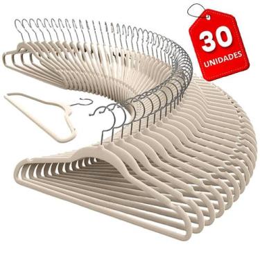 Imagem de Cabide Adulto 30un Veludo Slim Gancho Cromado Giratório 42cm - GlobalM