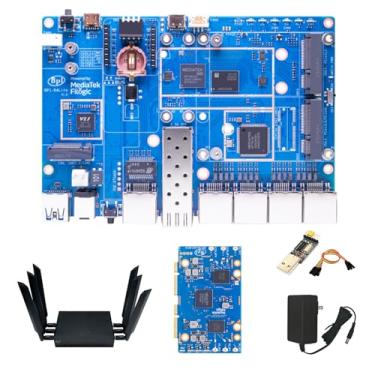 Imagem de Placa de desenvolvimento/roteador Banana Pi BPI-R4 Lite Wi-Fi 7, Quad-Core MT7987A SOC, 2,5 G SFP e RJ45 WAN, OpenWrt, 8 GB eMMC, 4 portas GbE, suporte 4G/5G, NAS Smart Home Gateway (com capa e WiFi