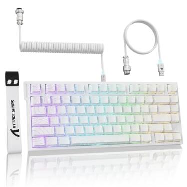 Imagem de Teclado Mecânico para Jogos ATTACK SHARK R82HE com Gatilho Rápido, Fio, Chave Magnética de Efeito Hall, Atuação Ajustável para Esportes Eletrônicos,8KHz Polling Rate, 0.08ms Latência e Cabo(Branco)