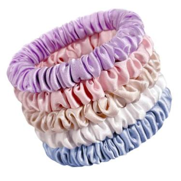 Imagem de Laços de cabelo de seda OLESILK 100% Mulberry Silk Scrunchies, pacote 