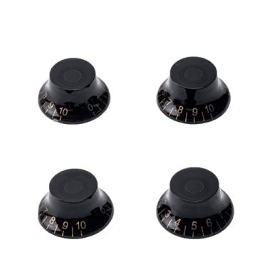 Imagem de DIAO79NI Puxadores de cartola tamanho métrico 18 estrias para guitarra elétrica Epiphone Les Paul SG, preto/dourado (conjunto de 4)