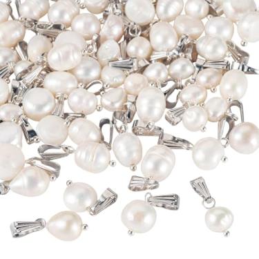Imagem de Spritewelry Pingentes de pérola de água doce para brincos de pérolas brancas cultivadas naturais de água doce com achados de latão para fazer joias, pulseira, colar, artesanato DIY