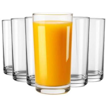Imagem de Conjunto de 6 Copos de Vidro Transparente, Liso, Altura 12,5 cm, Capac