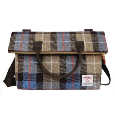 Imagem de Harris Tweed Bolsa de mão de lã para homens e mulheres, bolsa tiracolo dobrável com alça ajustável e grande capacidade, Nº 896, 3G