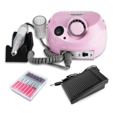 Imagem de Motor Lixadeira Elétrica Porquinho Nail Drill Bivolt Rosa Manicure Pro