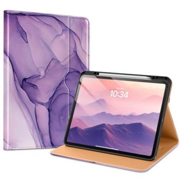Imagem de VIKESI Capa para iPad Pro de 13 polegadas (M4) 2024, capa de couro com suporte para Apple Pencil, despertar/hibernar automaticamente, vários ângulos de visualização, alça de mão e bolso embutidos