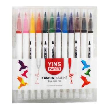 Imagem de Caneta duoline Fine e brush - Yins paper