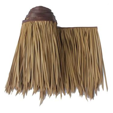 Imagem de Decoração de plástico telhado de palha galpão de palha de plástico falso retardador de chamas palha decorativa PVC fazenda tiki cabana bar telhado palha palmeira rolo de palha (amarelo a, 0,5 x 15 m