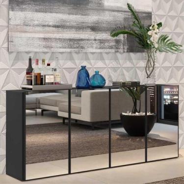 Imagem de Aparador Buffet 4 Portas com Espelho Vegas Multimóveis Preto - MULTIMO