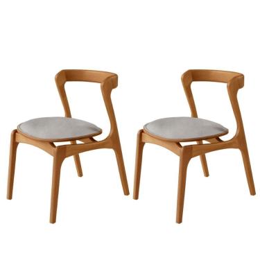 Imagem de Conjunto Com 2 Cadeiras Madeira Solaris Moderna Mobilia Luna / Imbuia Nat.