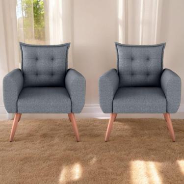 Imagem de Jogo De Poltronas Decorativas Emma Linho Cinza Saturno