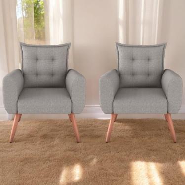 Imagem de Jogo De Poltronas Decorativas Emma Linho Cinza