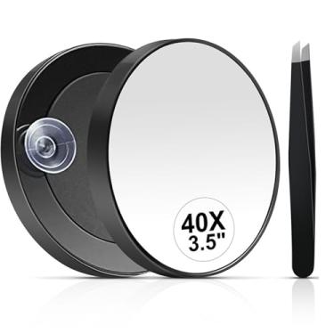 Imagem de Conjunto de Maquiagem com Lupa Portátil 40x Design Copa Sucção para Fixação Segura Imagem em Alta Definição Revelação Imperfeições Poros Remoção Espinhas Pontes Negras Uso Casa e Viagens Look Perfeito