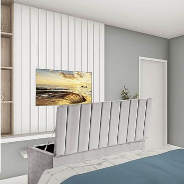 Imagem de Calçadeira Baú Recamier Estofada Cama King 190cm Carla Suede Cinza Claro- Mabe Magazine