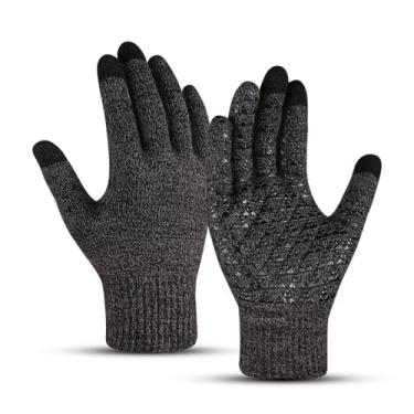 Imagem de Luvas de inverno para mulheres e homens, tela sensível ao toque, forro de malha térmica, luvas quentes para dirigir e andar de bicicleta para clima frio