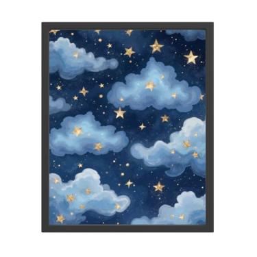 Imagem de Impressão de pôster de arte de parede de noite estrelada, impressões de arte de céu noturno estrelado, arte de paisagem da natureza, decoração de parede para quarto, escritório (20 x 25 sem moldura)