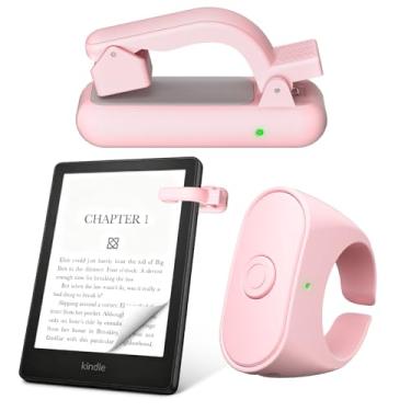 Imagem de Anel virador de página para Kindle, virador de página de controle remoto para Kindle Paperwhite Oasis Scribe Kobo, projetado para capas grossas clicker virador de página para iPhone, iPad, tablets