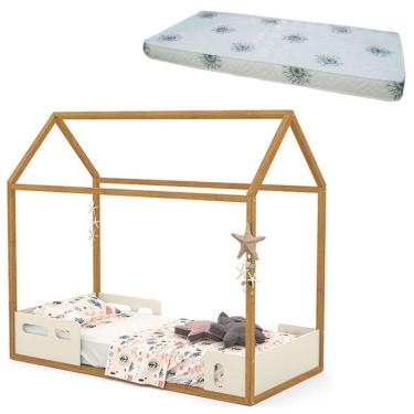 Imagem de Cama Montessoriana Liv Off White Freijó Com Colchão - Matic