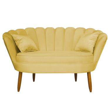 Imagem de Namoradeira Pétala 2 Lugares Decorativa Veludo - Montanaris Decor (AMARELO)