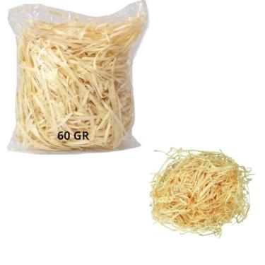 Imagem de Palha de Fita Natural para Decoração, 50 Gramas, para Cestas, Festas Juninas e Natal (Palha Natural 60g)