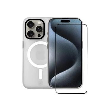 Imagem de Kit Capa Magsafe Pro Transparente e Pelicula Coverage 5D Pro Preta para iPhone 15 Pro - Gshield