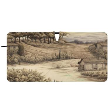 Imagem de Blueangle Tuscan House Para-brisas Guarda-sol - 149.9 cm x 76.2 cm Dobrável Carro Frontal Para-sol Blocos Raios UV Viseira de Sol (461)