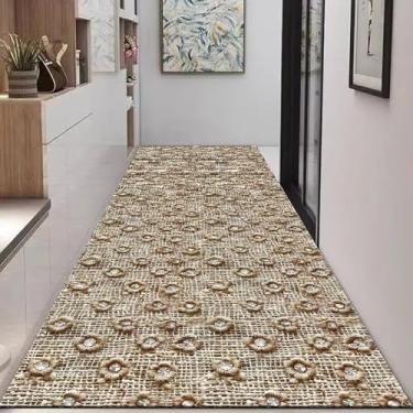 Imagem de HGTRH Tapete para cozinha lavável, tapete de cozinha corredor antiderrapante, tapete de veludo de cristal estreito corredor para entrada corredores cozinha lavanderia, amigo da pele J 50 x 550 cm