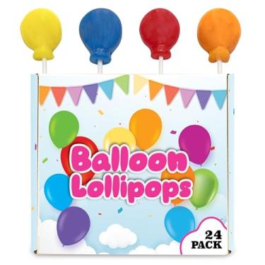 Imagem de Pirulitos de balão - 24 ventosas embaladas individualmente - Ótimo para doces de aniversário, chás de bebê, lembrancinhas de festa em massa para crianças