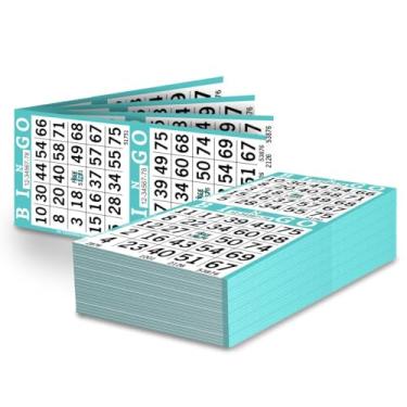 Imagem de Folhas de papel de bingo – 2 faces, 10 x 20 cm – Pacote com 750 cartas de bingo descartáveis – Papel Dauber reciclável para idosos, adultos e eventos comunitários (Aqua)