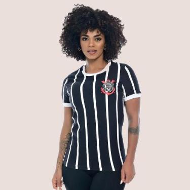 Imagem de Camiseta Retrô Corinthians 1982 Feminino Oficial, Preto, M