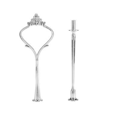 Imagem de Generic Suporte de Placa de Bolo Alça de Liga de Zinco Durável Com Design Delicado para Bolo de Várias Camadas ou Bandeja de Frutas para Festa de Aniversário ou Uso Diário - Coroa de 3 Camadas de Cor Dourada para Cerâmica, Vidro, Metal (Coroa pequena prateada de duas camadas)