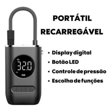 Imagem de Calibrador Compressor Pneu De Carro Bike Moto Eletrica Portátil Recarregável Bomba de encher Pneu Digital Carro Bike moto Sem Fio