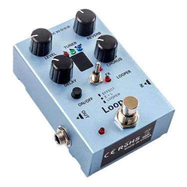 Imagem de MERIGLARE Pedal multiefeitos para guitarra com luzes indicadoras, botão de ajuste de nível para performance no palco, efeitos de delay, chorus, reverb e