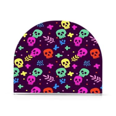 Imagem de Qilmy Porta-guardanapos de acrílico de caveira e folha, suporte de guardanapo de coquetel de plástico transparente para mesas de restaurante de cozinha, 2 peças