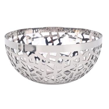 Imagem de ZAWELIYO Tigela de Frutas Moderna de Aço Inoxidável para Balcão de Cozinha, Grande Cesta de Produtos Decorativos para Casa, Escritório, Piquenique, Suporte de Armazenamento de Vegetais à Prova de