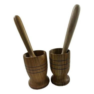 Imagem de Pilão De Madeira Artesanal 12 Cm Com Mão 23 Cm Teixeira Cor:Marrom - T