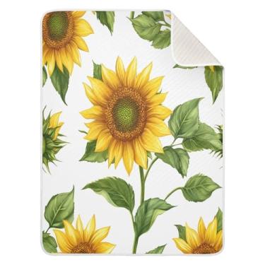 Imagem de Qilmy Cobertor de bebê de girassol 76 x 101 cm, cobertor infantil de algodão macio para meninos e meninas, cobertor leve e quente para berço e carrinho de bebê recém-nascido